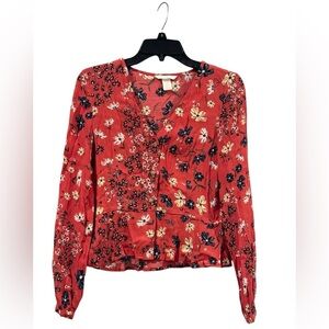 Women’s H&M Floral V-Neck Button Down Blouse: Size 2